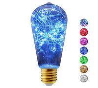 Long Life Lamp Company 1w ST58 LED Industrial Decorative Light Bulb Coloured Fairy String Filament E27 (Blue)