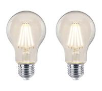 Long Life Lamp Company 2 LED Light Bulb 4000k E27 6w Filament Clear Glass A60 Non Dimmable