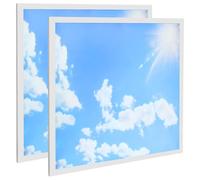 Long Life Lamp Company 2 x 40w Blue Sky LED Ceiling Panel 600 x 600 Sun Cloud Scene Recessed Office Light with Transformer