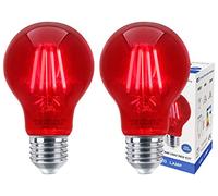 Long Life Lamp Company 2 x 4w LED RED Light Bulb E27 Screw Cap Red Glow Effect Glass A60-AHG