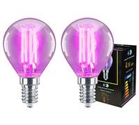 Long Life Lamp Company 2 x 4w Purple LED Golf Ball Light Bulb E14 Small Edison Screw Clear Glass G45 Filament