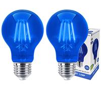 Long Life Lamp Company 2 x 6w LED Blue Light Bulb E27 Edison Screw Glow Effect A60 Clear Glass