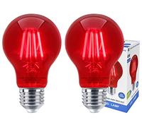 Long Life Lamp Company 2 x 6w LED RED Light Bulb E27 Edison Screw Red Glow Effect Glass A60