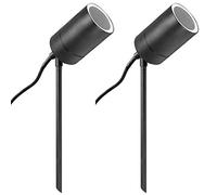 Long Life Lamp Company 2 x Garden Outdoor Spike Light Mains Powered Black Finish Stainless Steel Water Resistant Ground Pathway Lighting ZLC307B