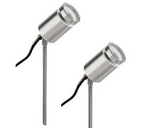 Long Life Lamp Company 2 x Garden Outdoor Spike Light Stainless Steel Clear Diffuser IP65 Ground Pathway Lighting 240v ZLC352