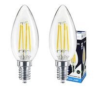 Long Life Lamp Company 2 x LED Candle Bulb E14 Cool White 4w Clear Glass for Chandeliers Wall Lights Lanterns SES Candle