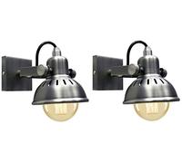 Long Life Lamp Company 2 x Vintage Wall Light Dark Grey Pewter Finish Brooklyn Style Adjustable Swivel Spot Wall Light M004 Made from Stainless Steel