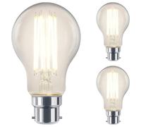 Long Life Lamp Company 3 LED Light Bulb 4000k B22 Bayonet 12w Filament Clear Glass A60