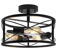 Long Life Lamp Company 3 Light Black Semi Flush Mount Ceiling Light Industrial H3023