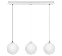 Long Life Lamp Company 3 Light Chrome Pendant with White Globe Shades Modern Ceiling Light Fixture K450