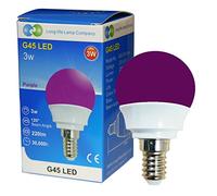 Long Life Lamp Company 3W Purple LED Golf Ball E14 Small Edison Screw with New Technology Mini Globe Golfball