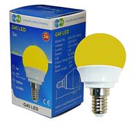 Long Life Lamp Company 3W Yellow LED Golf Ball E14 Small Edison Screw with New Technology Mini Globe Golfball