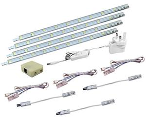 Long Life Lamp Company 4 x 30cm Plug in LED Blue Under Kitchen Cupboard Cabinet Strip Lights