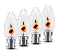 Long Life Lamp Company 4 x 3w Flicker Flame Candle Light Bulb B22 Bayonet