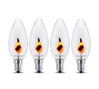 Long Life Lamp Company 4 x 3w Flicker Flame Candle Light Bulb E14 SES Screw