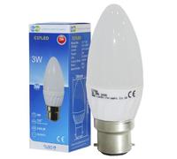 Long Life Lamp Company 4 x 3W LED Candle Light Bulb B22 Bayonet Beautiful Warm White Colour Frosted Candle, 30w Replacement Chandeliers Wall Lights Pack of 4