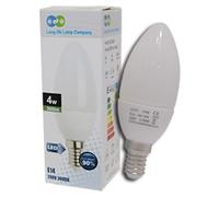 Long Life Lamp Company 4W LED Candle Light Bulb E14 SES Warm White, Frosted High Power LED Candle