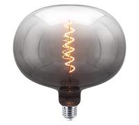 Long Life Lamp Company 4w LED Glass Oval Globe Light Bulb E27 Edison Screw Coil Spiral Filament Grey Smoke Vintage Classic Bulb GREYGOVAL