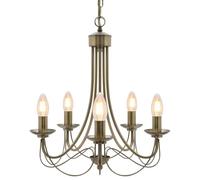Long Life Lamp Company 5 Lights Antique Brass Pendant Light Vintage Chandelier K434