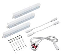 Long Life Lamp Company 9w LED T5 Under Cabinet Link Light 6000k Cool White 220-240v AC Pack of 3 x 200mm with Plug UC200T3