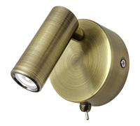 Long Life Lamp Company Adjustable Antique Brass Wall Mounted Bedside Light Switched Cool White BW14