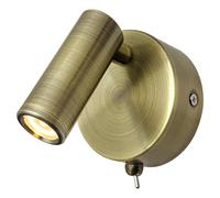 Long Life Lamp Company Adjustable Antique Brass Wall Mounted Bedside Light Switched Warm White BW13