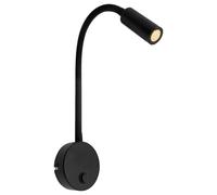Long Life Lamp Company Adjustable Black Wall Mounted Reading Light with Flexible Arm Warm White (Black BW03)