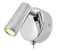 Long Life Lamp Company Adjustable Polished Chrome Wall Mounted Bedside Light Switched Warm White BW09