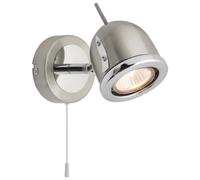 Long Life Lamp Company Brush Chrome Mounted Reading Wall Light Pull Switch Adjustable Head H3037