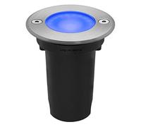 Long Life Lamp Company Brushed Chrome 5w LED Outdoor Ground Walkover Light Round Blue Finish Decking Pathway Recessed Uplighter GL05B