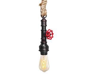 Long Life Lamp Company Ceiling Rope Pendant Hanging Light Vintage Industrial Water Pipe Light Steampunk Loft Rustic Metal with Valve Tap M0168