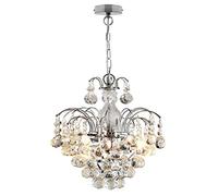 Long Life Lamp Company Crystal Droplet Fountain Hanging Chandelier Ceiling Pendant Light Chrome Finish and Real Crystals M0067