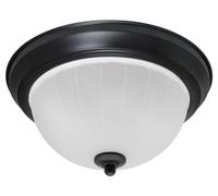 Long Life Lamp Company Flush Mounted Black Ceiling Light Frosted Glass Dome Shade Metal Surround IP44 Bathroom, Home (Black H3110)