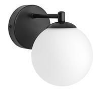Long Life Lamp Company Glass Frosted Globe Wall Light Sconce Matte Black for Indoors H3096 with LED Bulb Warm White G9