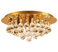 Long Life Lamp Company Gold Modern Round Chandelier Ceiling Light Crystal Droplets Gold Base STX50019-4G0