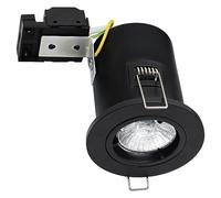 Long Life Lamp Company GU10 Fixed Black Downlight Fir Recessed Ceiling Spot Light Can Twist and Lock FRB03