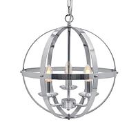 Long Life Lamp Company Industrial 3 Light Globe Pendant Light Chrome Chained Lantern Ceiling Chandelier Hanging Light Fixture H3090