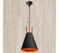 Long Life Lamp Company Industrial Pendant Light Black Metal Ceiling Light Shade Funnel with Gold Finish Inner Lining M0032