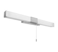 Long Life Lamp Company IP44 LED Bathroom Mirror Light with Pull Switch, Rectangular Wall Light Stainless Steel, 6500K Cool White Polycarbonate Diffuser ML19
