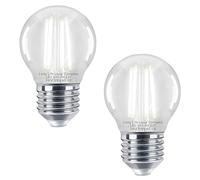 Long Life Lamp Company LED Filament Golf Ball Light Bulb E27 Cool White Clear Glass Edison Screw 4w Pack of 2