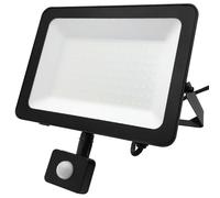 Long Life Lamp Company LED Floodlight 100W Black Cool White 6500K with Detachable PIR Sensor FL65K100W