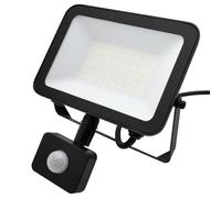 Long Life Lamp Company LED Floodlight 50W Black Cool White 6500K with Detachable PIR Sensor FL65K50W