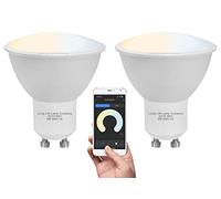 Long Life Lamp Company LED GU10 Smart Bulb Dimmable CCT WiFi Phone App Controlled Colour Switch Warmwhite Coolwhite 3000k, 4000k, 6500k Pack of 2