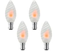 Long Life Lamp Company LED Opal Glass Flicker Flame Candle Light Bulb Twisted B15 Small Bayonet SBC 4 Pack
