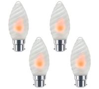 Long Life Lamp Company LED Opal Glass Flicker Flame Candle Light Bulb Twisted B22 4 Pack