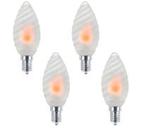 Long Life Lamp Company LED Opal Glass Flicker Flame Candle Light Bulb Twisted E14 4 Pack