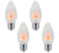 Long Life Lamp Company LED Opal Glass Flicker Flame Candle Light Bulb Twisted E27 4 Pack