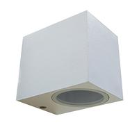 Long Life Lamp Company Matt White Finish Mini Cube Single Outdoor Wall Light Fixture GU10 ZLC065W