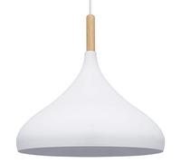 Long Life Lamp Company Metal Vintage White Ceiling Light Shade Retro Hanging Pendant Light Wood Fitting M0109