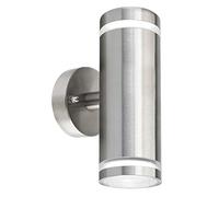 Long Life Lamp Company Modern Outdoor Wall Light Up Down IP65 Stainless Steel Clear Diffuser ZLC308 Includes GU10 LED (Daylight Cool White)